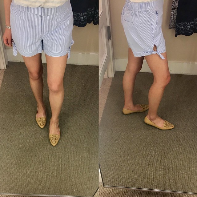  LOFT Striped Side Tie Shorts, size 00 regular