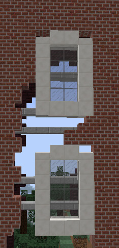 Really interesting cracked building window design… in Mine 