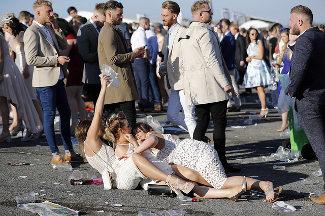 Racegoers during the Grand National Festival on ladies day