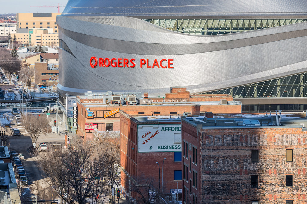 Rogers Place looms large near 104th Street.