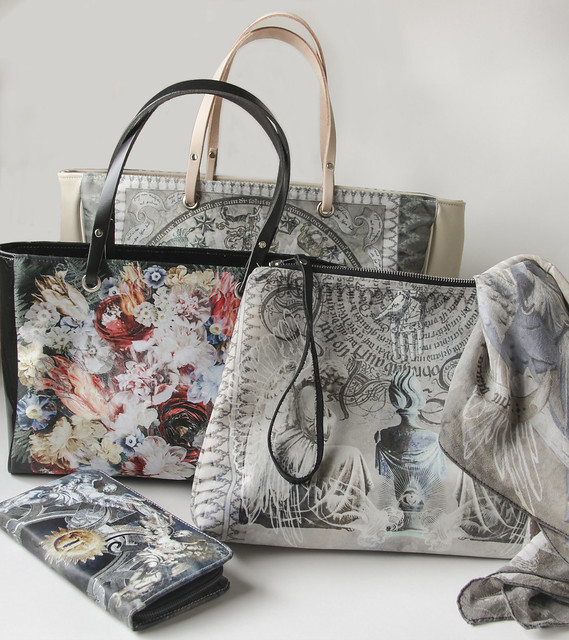 Lesther purse, silk scarf, clutch bag, handbag small and handbag large