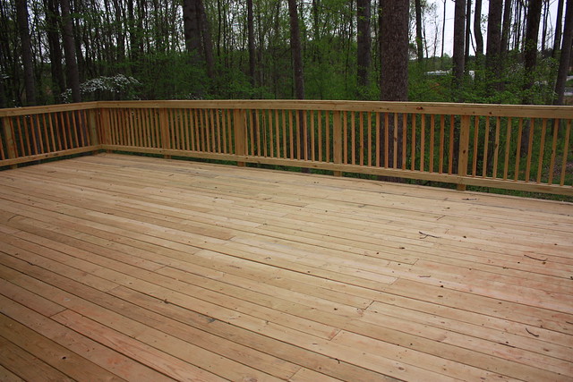 A beautiful deck for guests to enjoy at our new yurts (this is at Powhatan State Park in Va)
