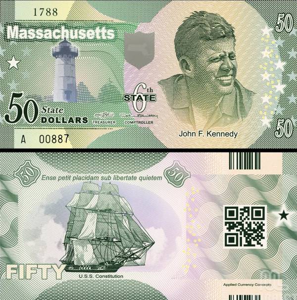 USA 50 Dollars 2014 6. štát - Massachusetts, polymer