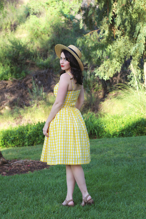 Hearts and Found Grace Dress Lemonade Stand in Yellow Checkered Gingham Print