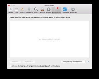 Safari lets you disable web site notifications, you just have to clear the check box