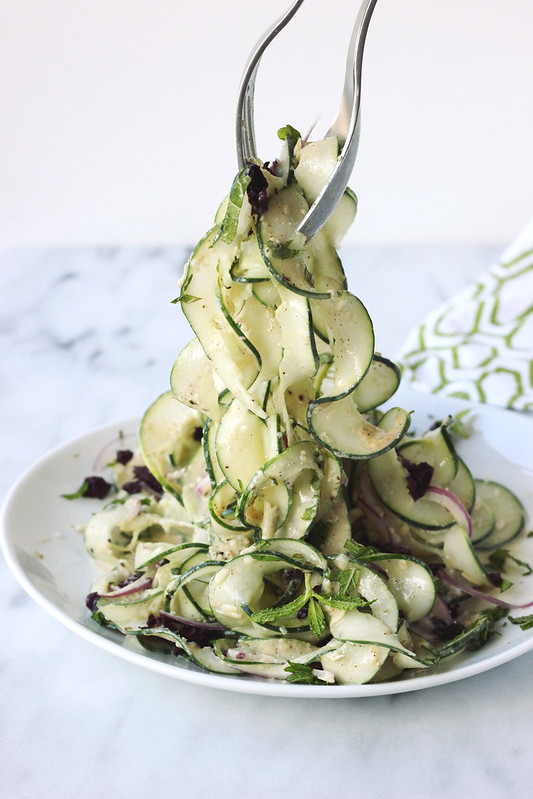 Cucumber Ribbon Salad with Garlic Tahini Dressing