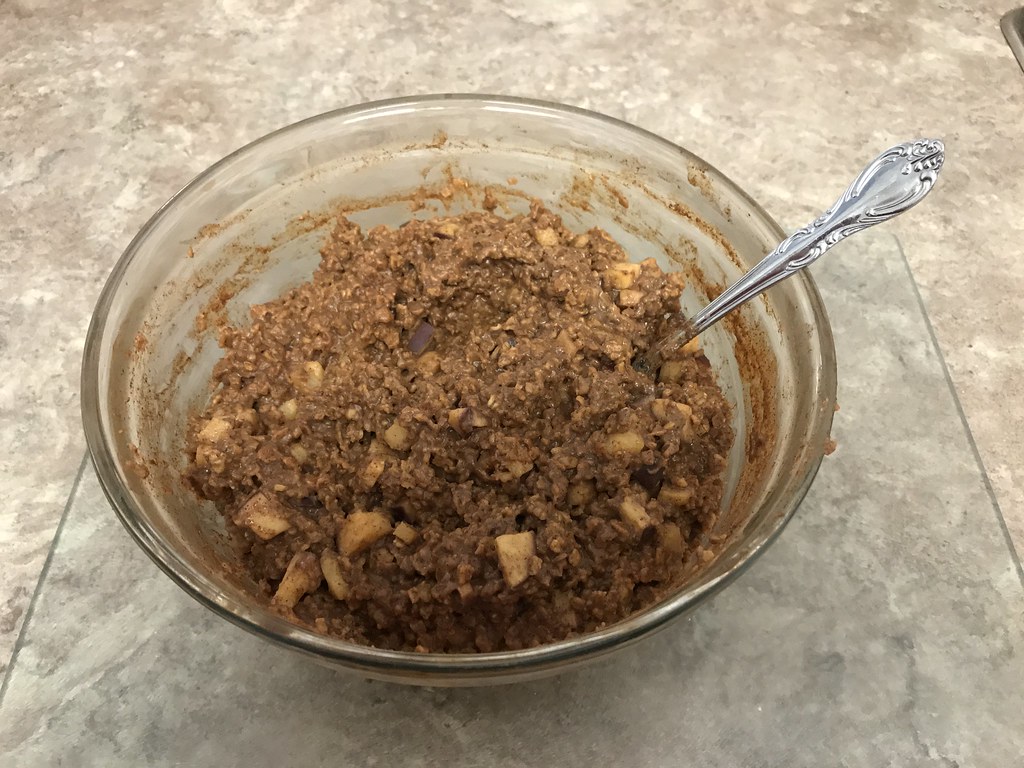 Chocolate Apple Cinnamon Oatmeal in a Bowl