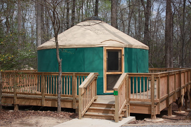 Yurt #1 exterior view at Pocahontas State Park in Virginia