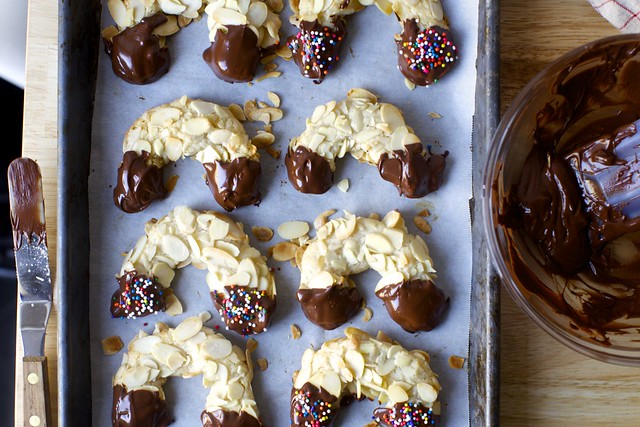 chocolate dipped almond horns