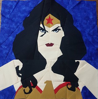 Paper pieced superhero WONDER WOMAN. Pattern on fandominstitches.com Pieced by Hannah Hughes