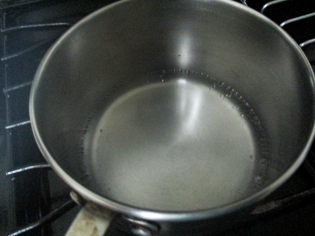 Boil water in saucepan