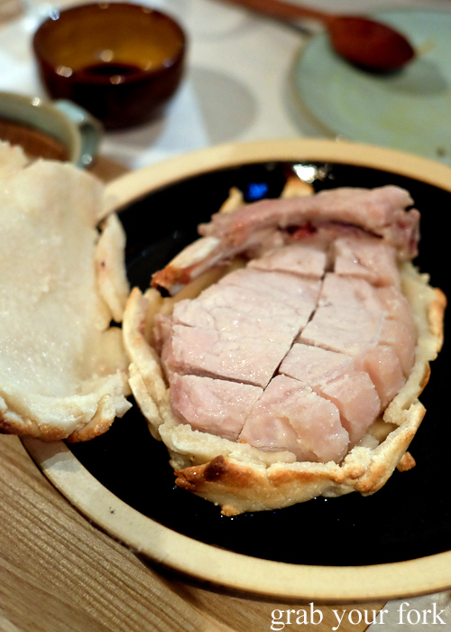 Salt-crusted pork at Restaurant Sasaki Japanese restaurant in Surry Hills Sydney