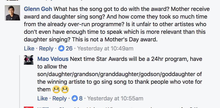"Not a single dry eye in the room" - Eleanor Lee's surprise song segment at Star Awards 2017 gets mercilessly trolled online - Alvinology