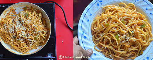 Tomato spaghetti recipe - Indian vegetarian