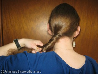 Twist about halfway down the length of the hair when making a French Twist with Ponytail - 12 Hiking Hairstyles that are Pretty & Practical