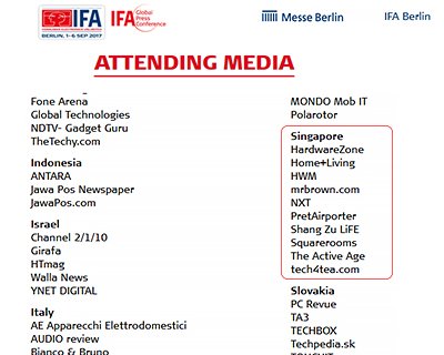 The media delegation from Singapore is part of an international corp invited by Messe Berlin, the organisers of IFA and this Global Press Conference.