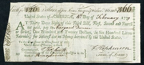 Third Bill of Exchange, 1779