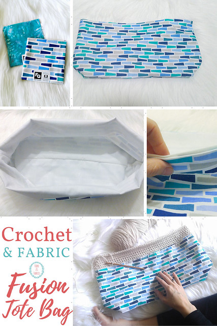 Crochet and Fabric Fusion Tote Bag • Fibreandfabrics Crafts Blog #crochet #sew #fibreandfabrics 