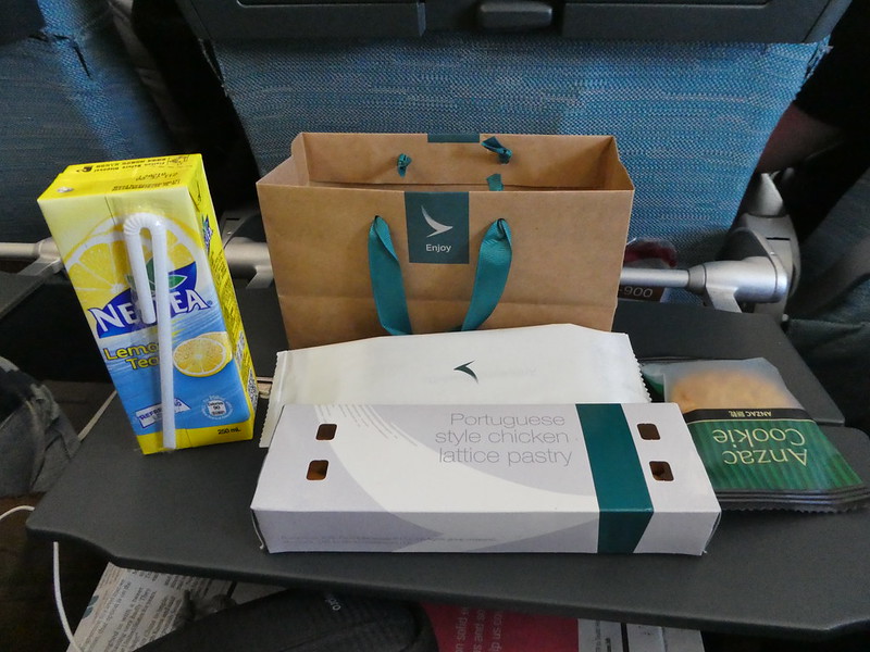 Cathay Pacific snack meal on the A350 between Hong Kong and Taipei