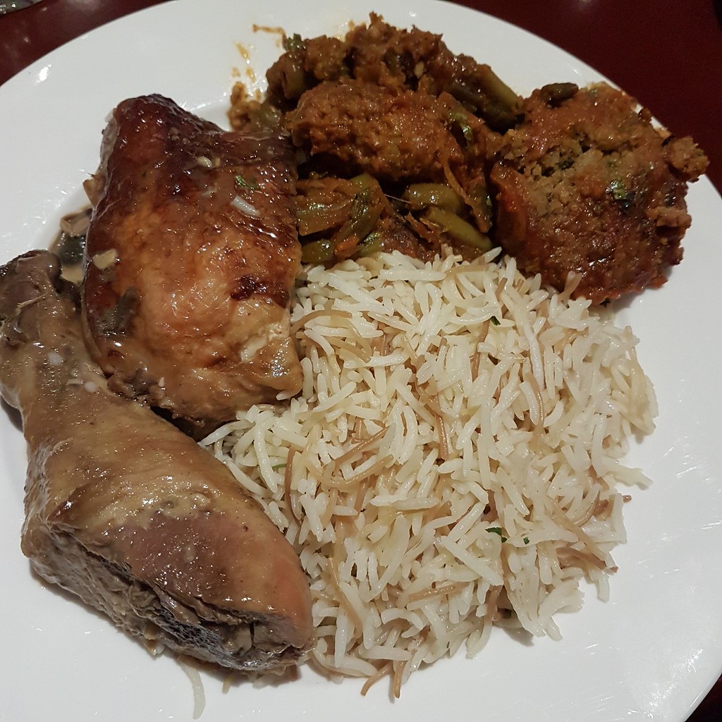 Roast Chicken, Fassulia Mutton on Vermicelli Rice at Al Safir Hotel, Bahrain