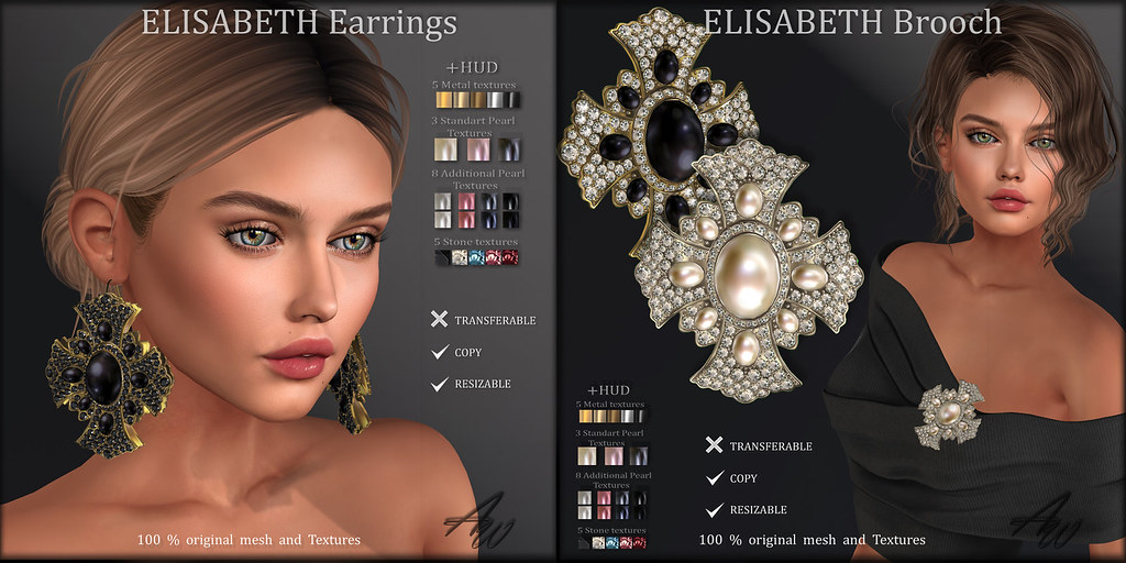 AvaWay ELISABETH Earrings & Brooch