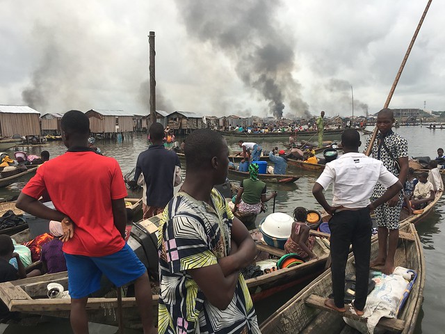 Otodo Gbame evictees were suffering fire on the water in wooden boats on the Lagos Lagoon
