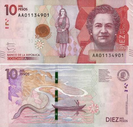 10000 kolumbijských pesos Kolumbia 2016, P460a UNC