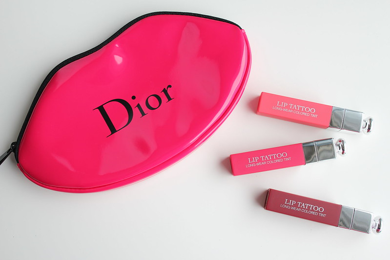 Dior Lip Addict Lip Tattoo review and swatches in 451 Natural Coral, 761 Natural Cherry and 771 Naturally Berry