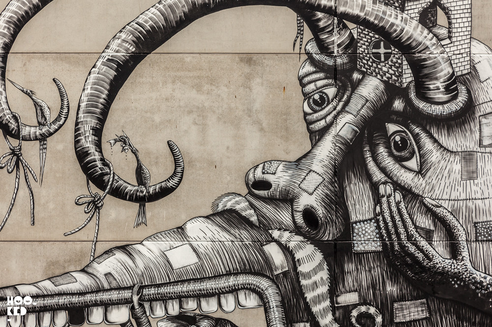 Detail of the Phlegm Mural in Ostend, Belgium