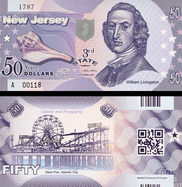USA 50 Dollars 2014 3. štát - New Jersey, polymer