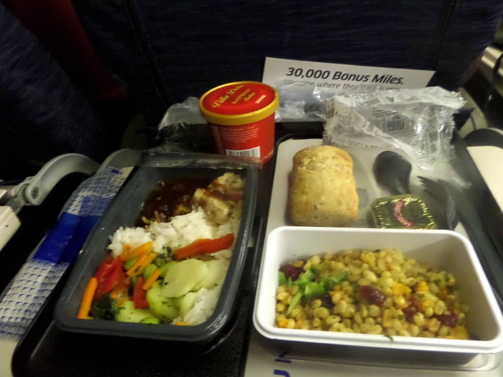Dinner on United Airlines flight