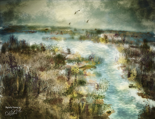 Digital painting of the Swamp or Wetlands in Florida 