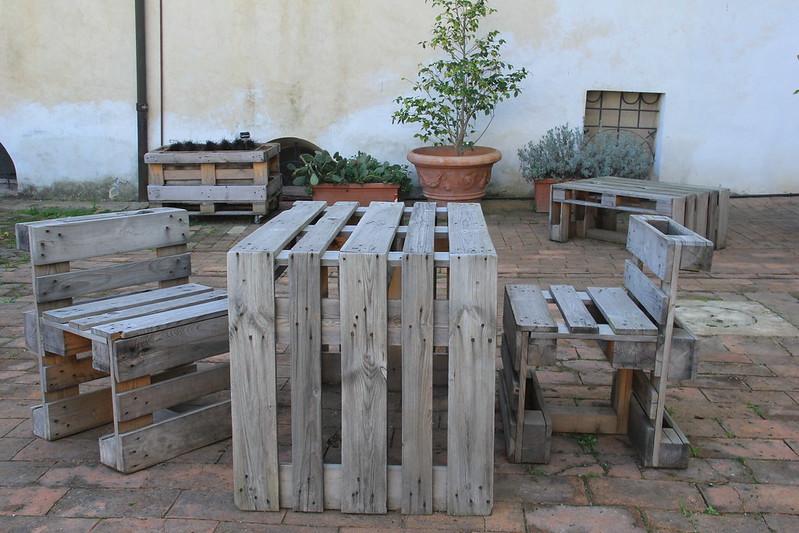 Furniture made out of old pallets, San Gimignano