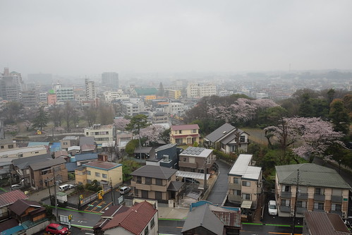 Chiba city view from Chiba castle in a rany day