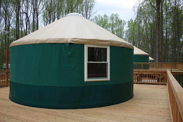 Exterior view of the new yurts at Powhatan State Park in Virginia