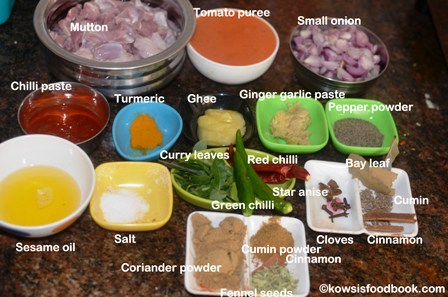 Ingredients for mutton chukka gravy