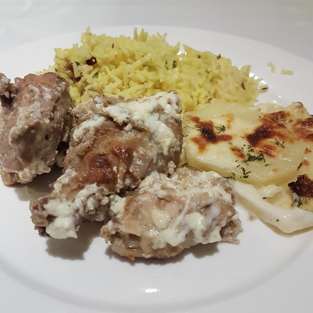Roast Chicken, Baked Patato on Chicken Keema Rice @ Al Safir Hotel, Bahrain