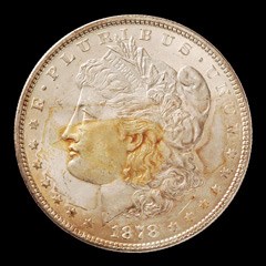1878-S Morgan dollar before glue removal