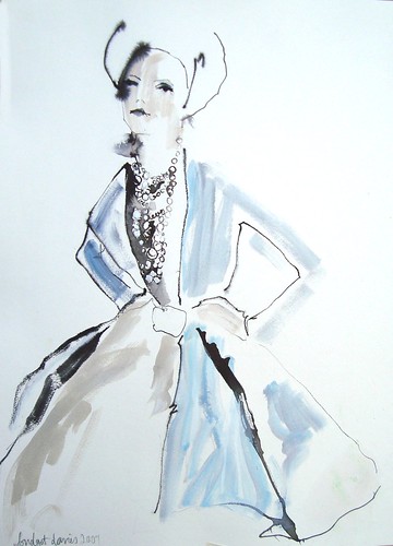 blue coat | Watercolour and ink fashion illustration finishe… | Flickr
