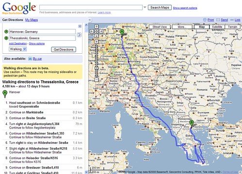 From Hannover To Thessaloniki By Foot With Google Maps ...