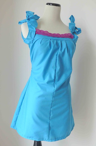 blue tunic dress/top with pick cerise lacing | please see my… | Flickr