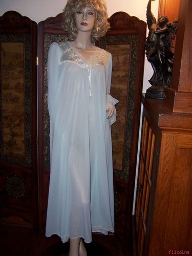 Miss Elaine Blue Antron Nylon Nightgown Full Length Front … | Flickr