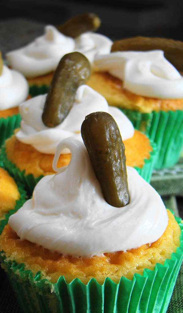 Baby Shower Food - Pickles and Ice Cream Cupcake