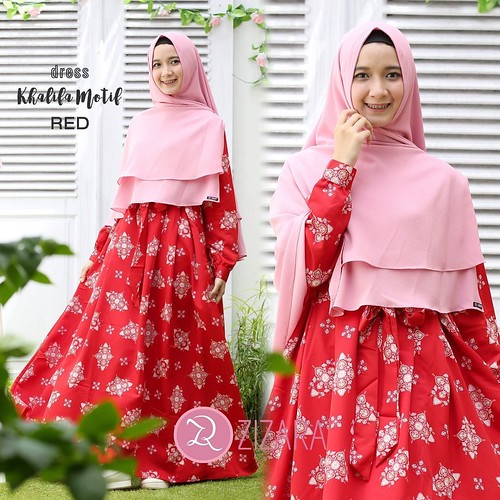 Gamis Zizara Khalifa Motif Red baju muslim wanita baju m 