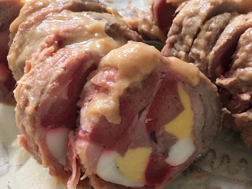 pork hamonado with cheese and hotdog