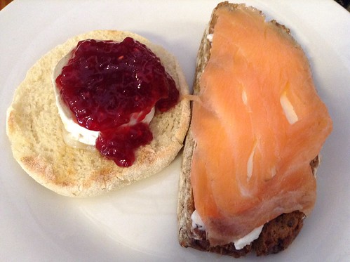 42. Goat Cheese with Raspberry & 30. Grain Bread with Salmon