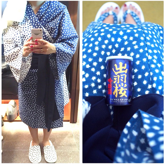 Yukata and slippers at the Andaz Toranomon Hills in Tokyo, Japan (sake not included!)