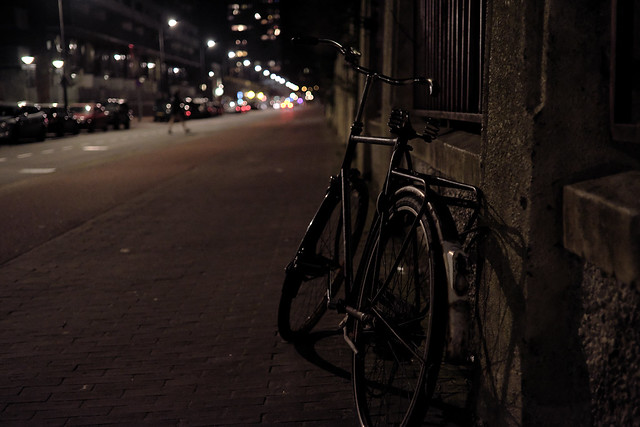 night street in Amsterdam