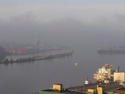 Photo: Fog over the Fraser River, New Westminster - August 18, 2004  7:06 am