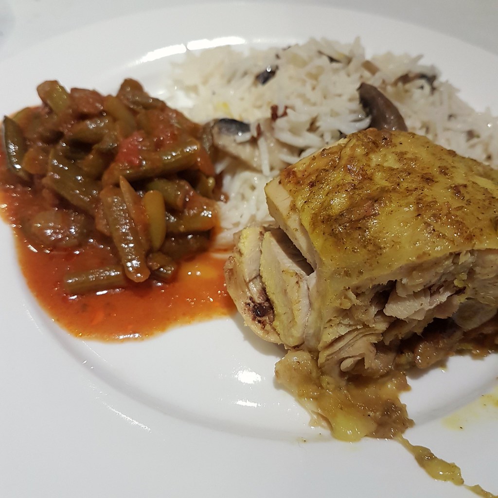 Roasted Arabic Chicken w/ Fasolia Salina on Mushroom rice @ Al Safir Hotel, Bahrain